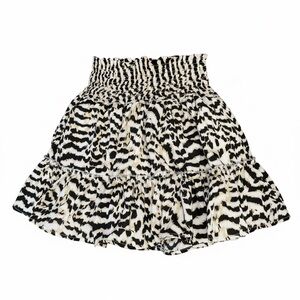 Altar’d State Animal Print Tiered Ruffle Smocked Waist Mini Skirt Small Boho